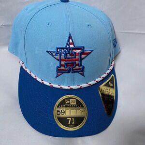 New Era 59FIFTY Low Profile Houston Astros July 4th Fitted Baseball Cap Sz 7 5/8